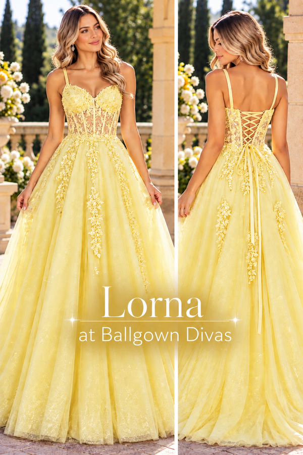 Lorna - Lace Bodice Ballgown Prom Dress - Burgundy