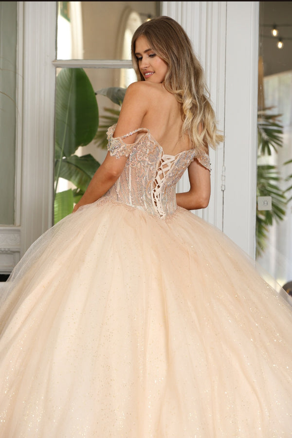 Lula - Off the shoulder ballgown prom dress - champagne