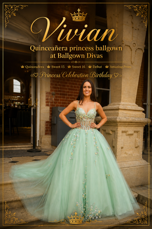 Vivian - Quinceañera Princess Ballgown - Mint