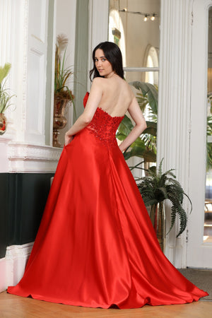 Sloane - Satin A-Line Prom Dress - Black