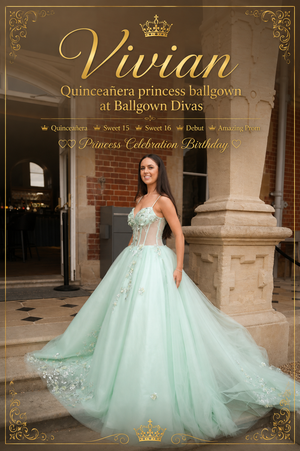 Vivian - Quinceañera Princess Ballgown - Mint