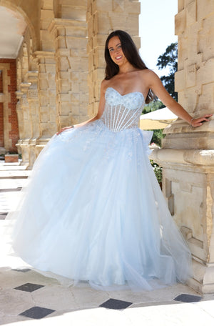 Wriggle - Tulle Corset Prom Dress - Sky Blue