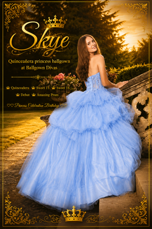 Skye - Sparkling Quinceañera Princess Ballgown - Sky Blue🥰💫