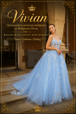 Vivian - Quinceañera Princess Ballgown - Sky Blue 👑xx
