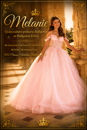 Melanie - Quinceañera Princess Ballgown - Pink