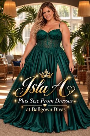 Isla A - Plus Size Prom Dress - Green