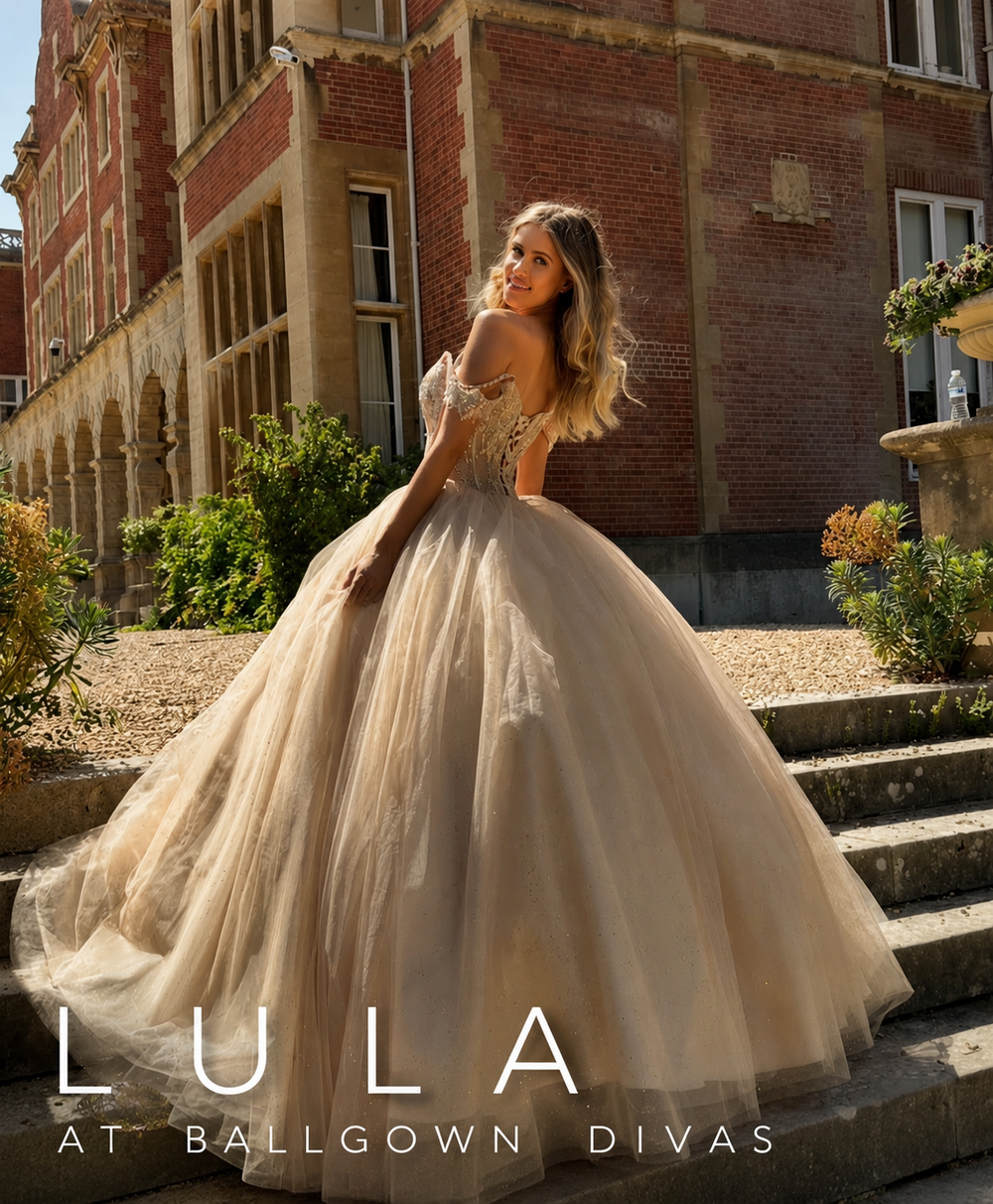 Lula - Off the shoulder ballgown prom dress - champagne