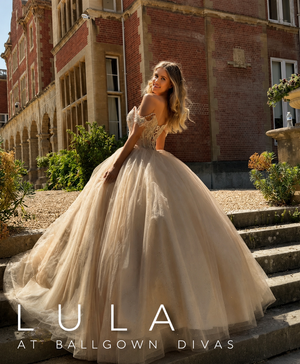 Lula - Off the shoulder ballgown prom dress - champagne