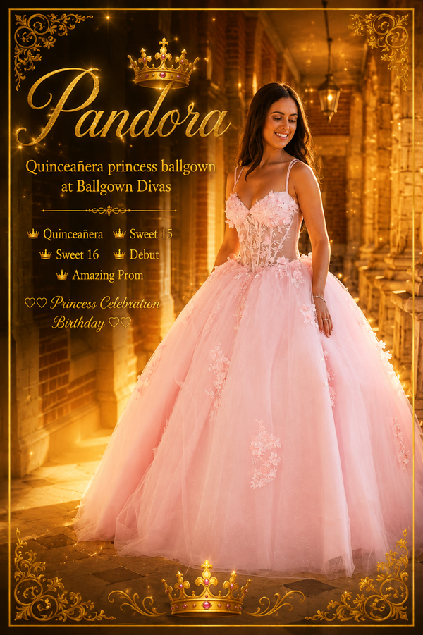 Pandora - Quinceañera Princess Ballgown Prom Dress - Pink🪄✨️