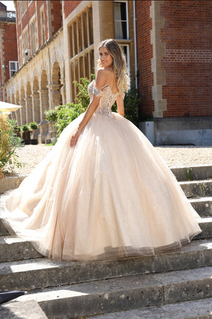 Lula - Off the shoulder ballgown prom dress - champagne