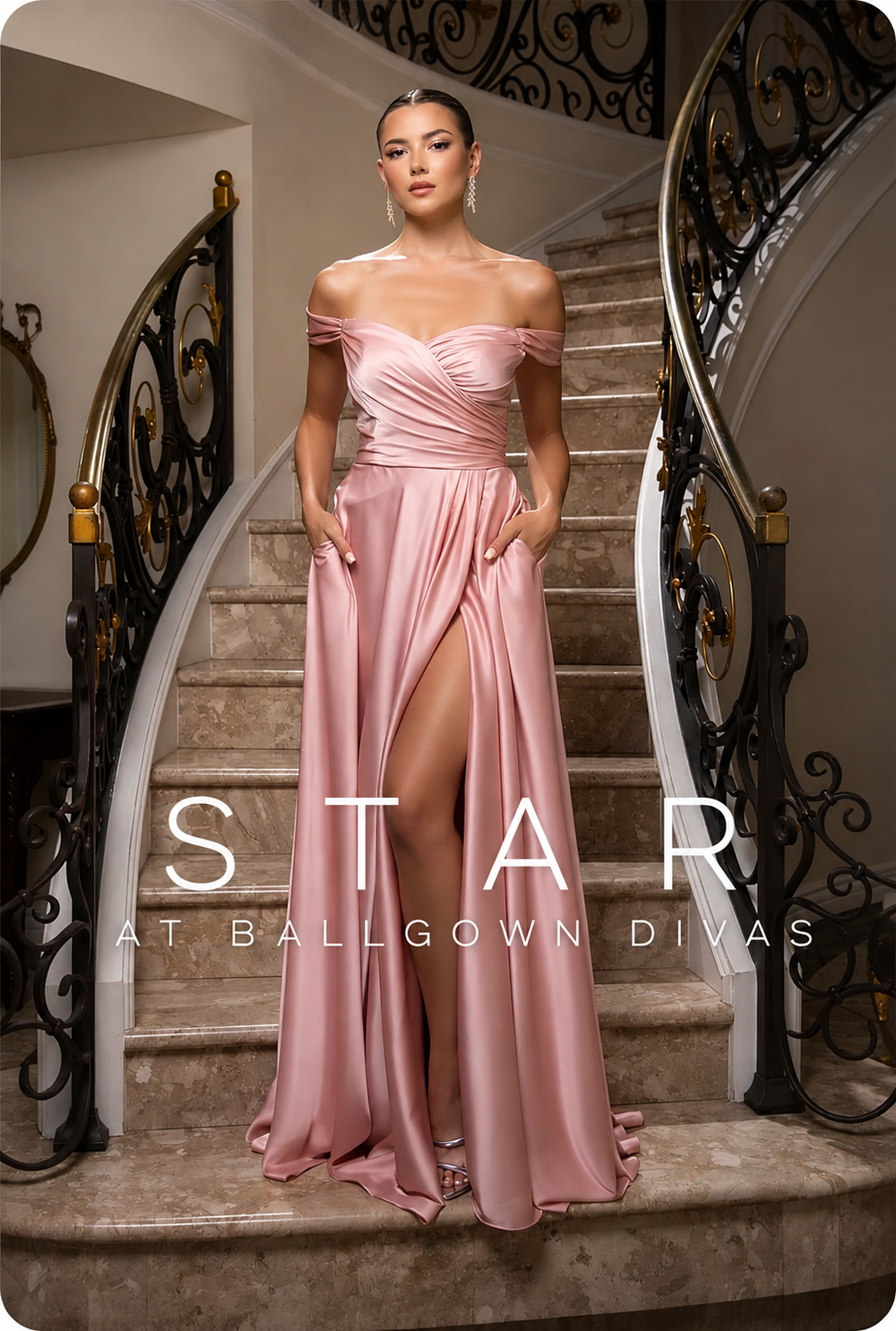 Star - Satin A-Line Prom Dress - Dusty Pink