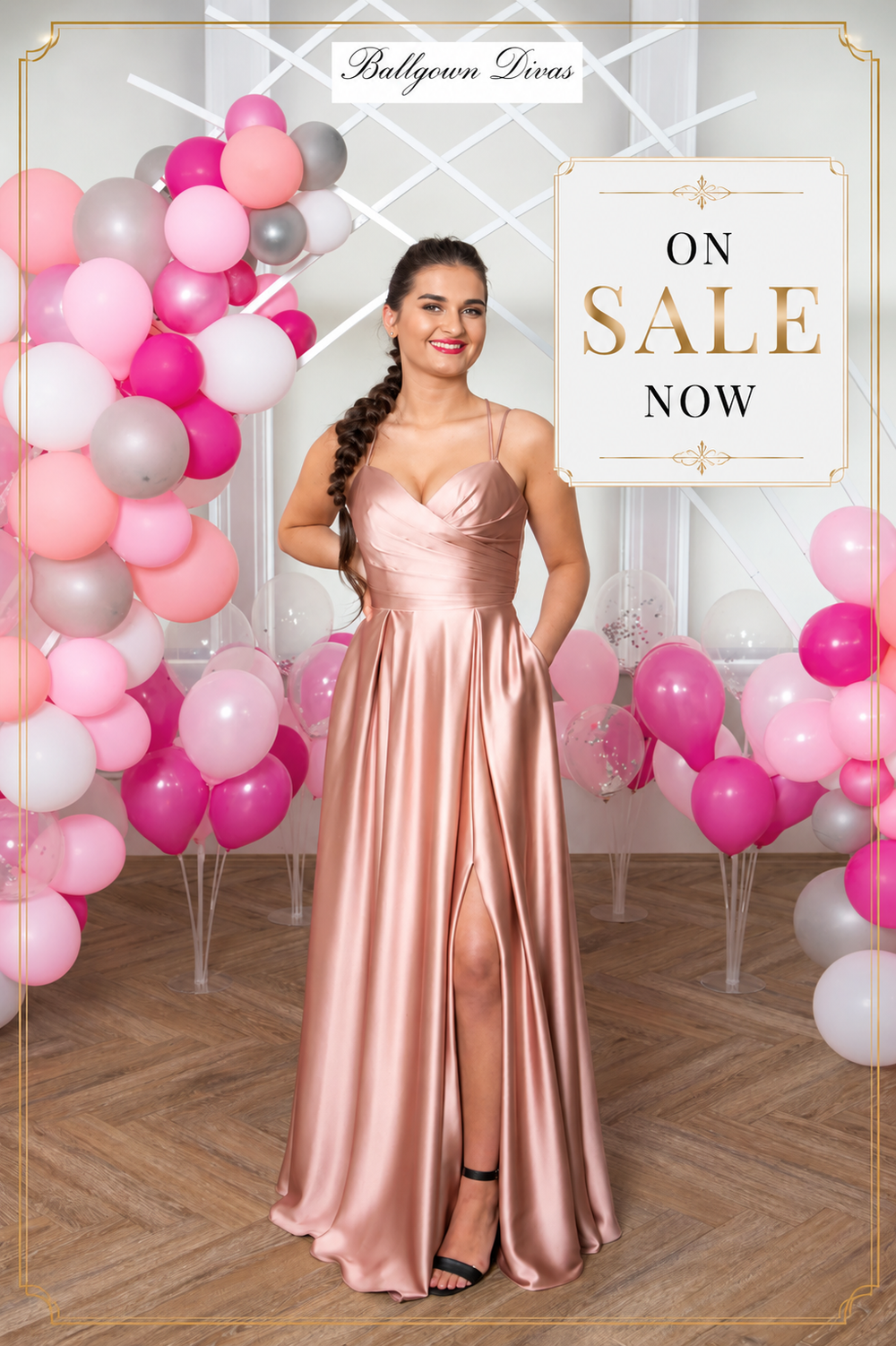 A-Line Prom Evening Dress - Satin Pleats