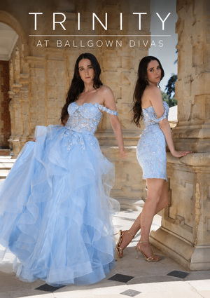Trinity - Two Piece Layered Ruffle Prom Dress - Sky Blue