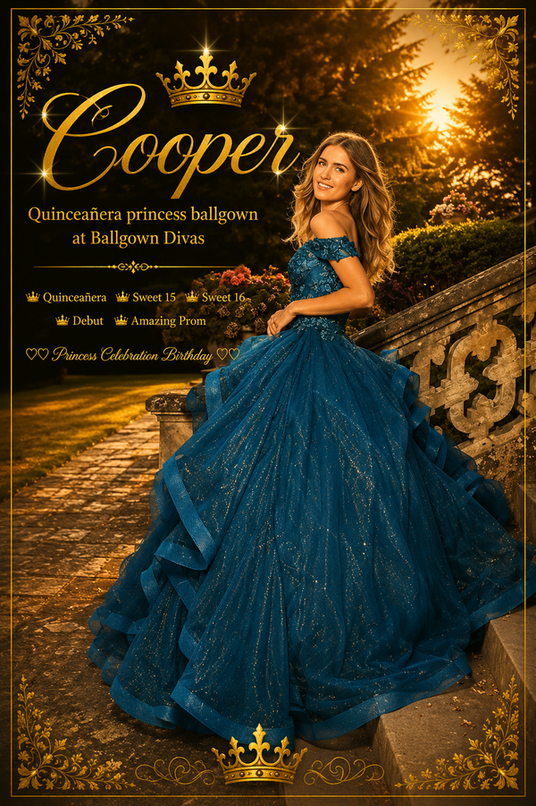 Cooper - Ruffle Quinceañera Princess Ballgown - Teal👸✨️