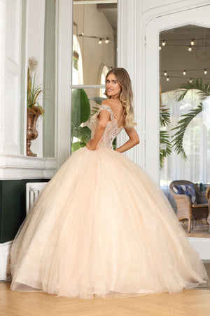 Lula - Off the shoulder ballgown prom dress - champagne