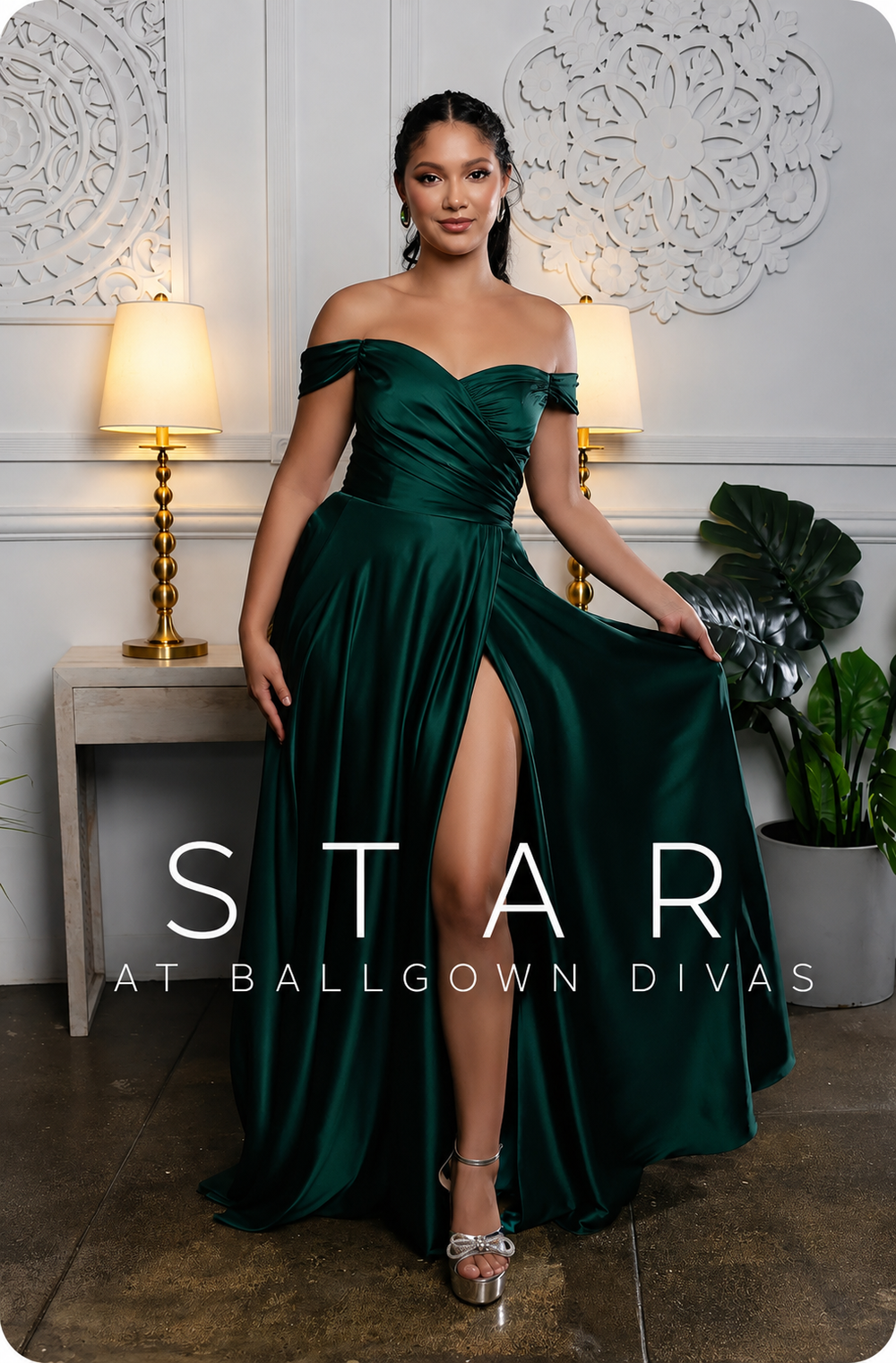 Star - A-Line Prom Dress - Green