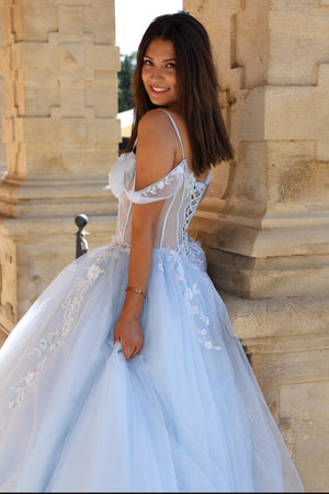 Arianne - Princess Ballgown Prom Dress - Sky Blue