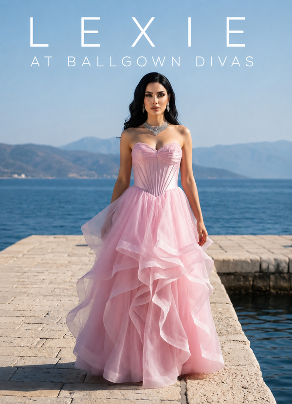 Lexie - Tulle Ruffle Skirt Prom Dress - Pink