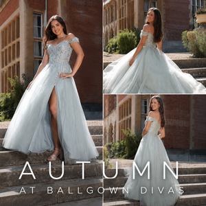 Autumn - Off The Shoulder Tulle Prom Dress - Sage, Pink, Sky Blue