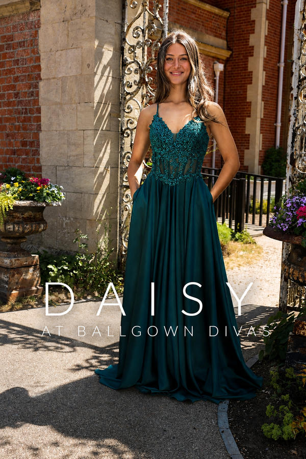 Daisy - Satin A-Line Prom Dress - Pink