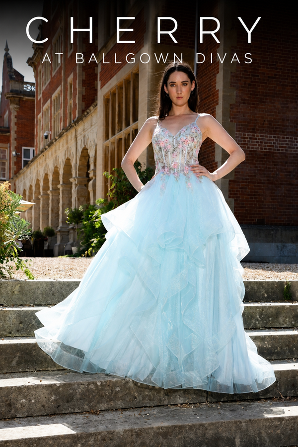 Cherry - Flower Corset Tull Prom Dress - Mint