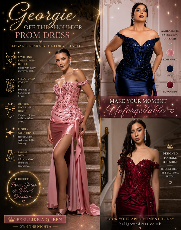 Georgie - off the shoulder prom dress - pink