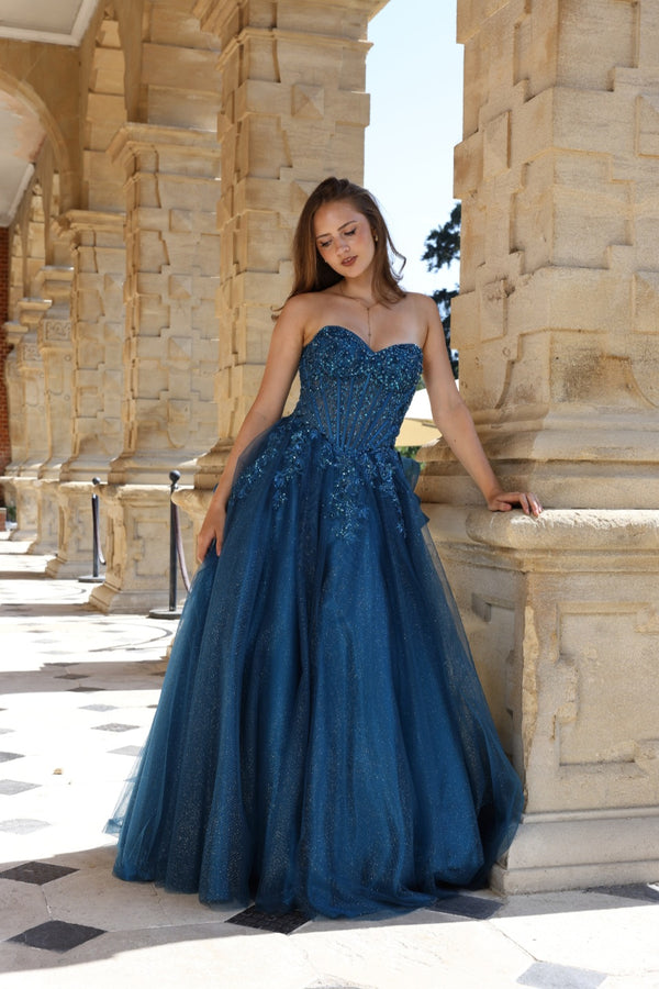 Wriggle - Tulle Corset Prom Dress - Sky Blue