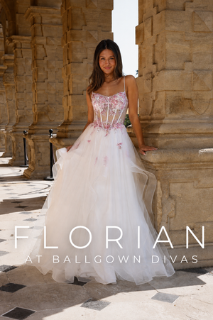 Florian - Layered Ruffle Tulle Prom Dress - Sky Blue