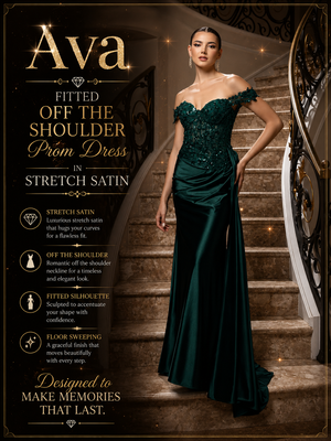 Ava - off the shoulder prom dress - green