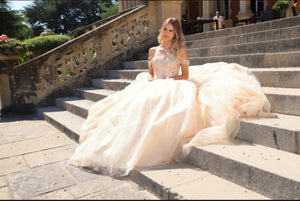 Lula - Off the shoulder ballgown prom dress - champagne