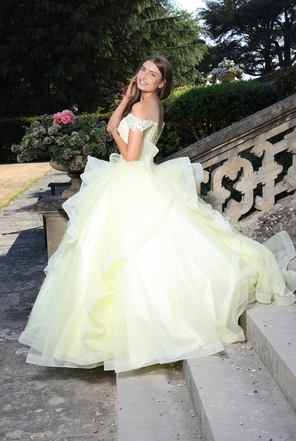 Cooper - Princess Ballgown Prom Dress- Teal and Yellow