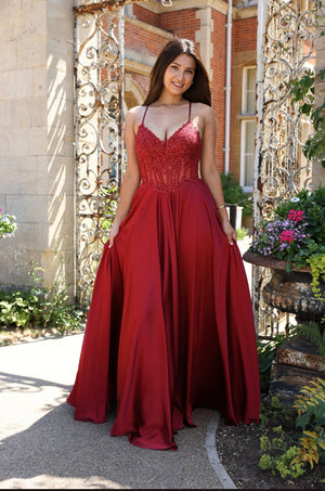 Daisy - Satin A-Line Prom Dress - Pink