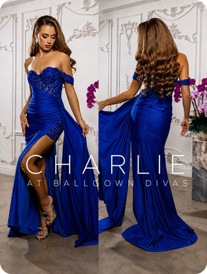 Charlie - glitter, sequin prom dress - blue