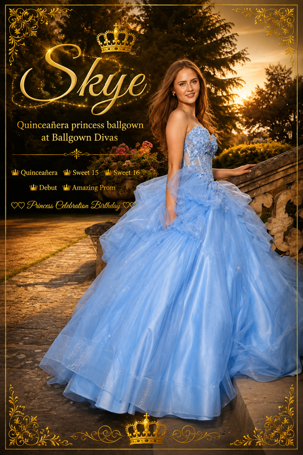 Skye - Sparkling Quinceañera Princess Ballgown - Sky Blue🥰💫