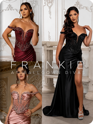 Frankie - Off the shoulder, fitted corset prom dress - Black