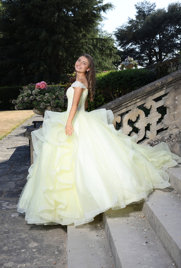 Cooper - Princess Ballgown Prom Dress- Teal and Yellow