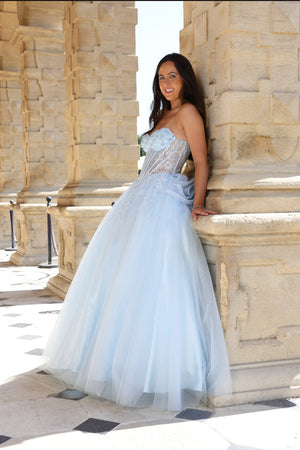 Wriggle - Tulle Corset Prom Dress - Sky Blue