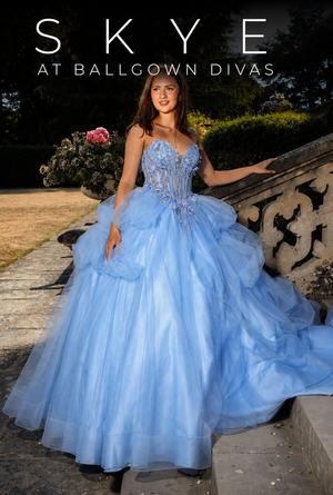 Skye - Layered Tulle Princess Prom Dress - Sky Blue