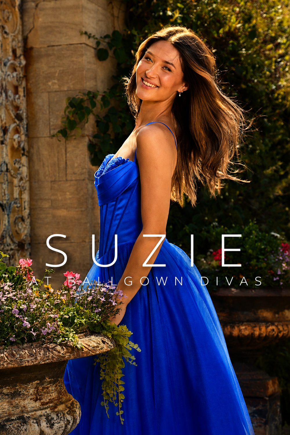 Suzie - Satin and Tulle Corset Prom Dress - Royal