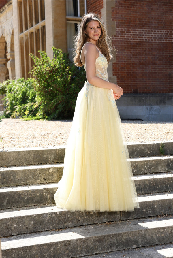 Gabriella - Corset Tulle Prom Dress - Emerald Green
