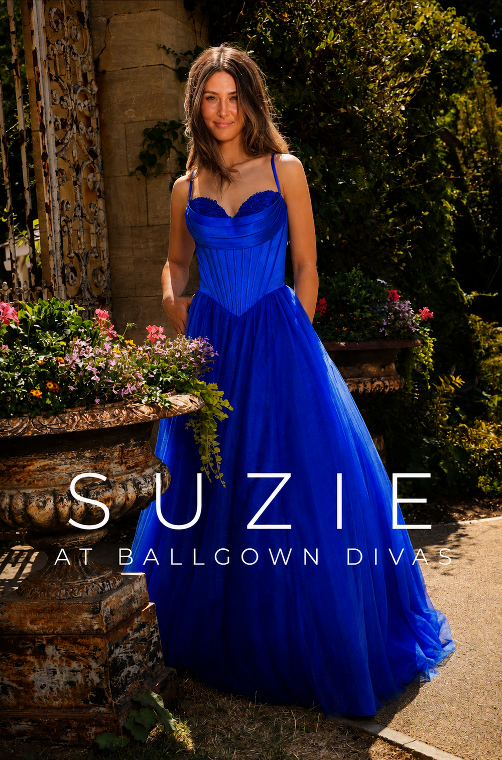 Suzie - Satin and Tulle Corset Prom Dress - Royal