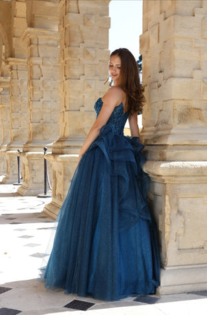 Wriggle - Tulle Corset Prom Dress - Sky Blue