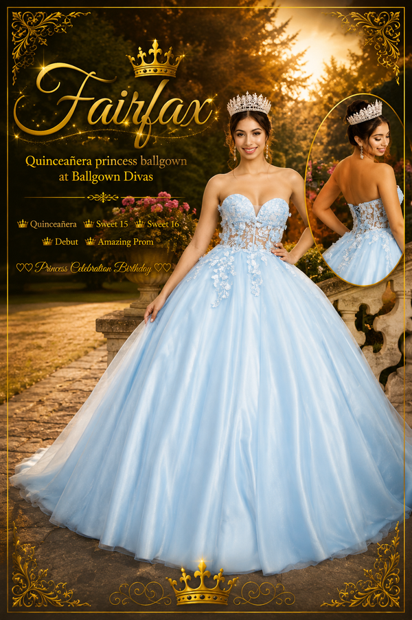 Fairfax - Quinceañera Princess Ballgown  - Blue🌟👑