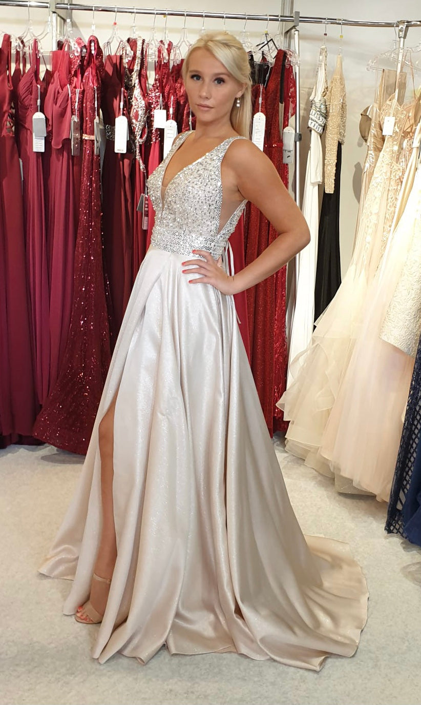 A-Line Prom Evening Dress - Champagne
