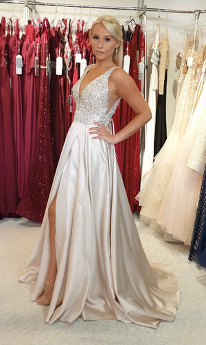 A-Line Prom Evening Dress - Champagne