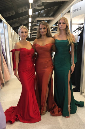 Fitted Prom Evening Dress - Tie Shoulders