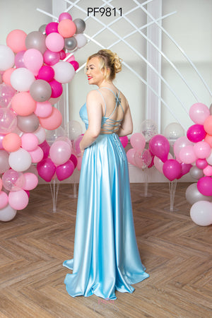 A-Line Prom Evening Dress - Satin Pleats