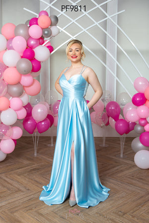 A-Line Prom Evening Dress - Satin Pleats