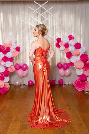 Fitted Prom Evening Dress - Copper